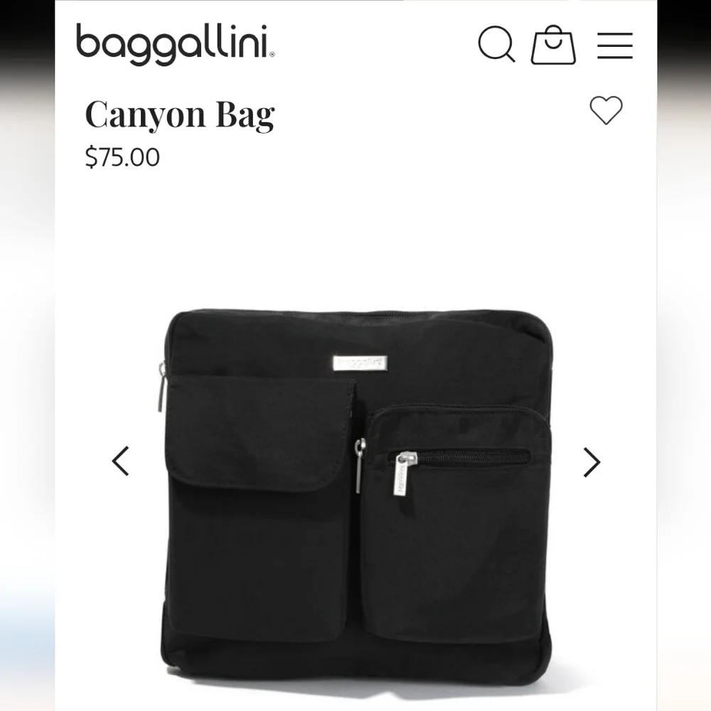 Baggallini Canyon Bag Crossbody Style Black With Sand Lining